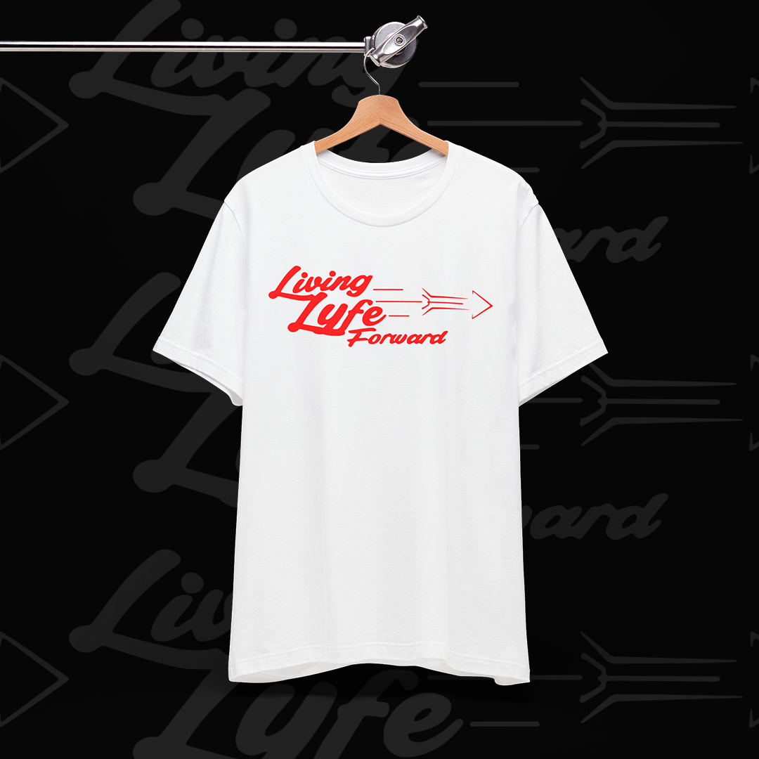 Living Life Forward Unisex Tee (White/Red Logo)