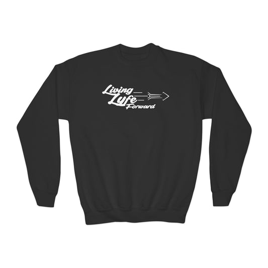 Youth Crewneck Sweatshirt with 'Living Lyfe Forward' Motivational Design