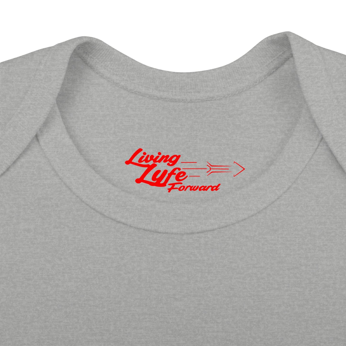 Infant Bodysuit - "Living Life Forward" Graphic Baby Onesie (Red Logo)