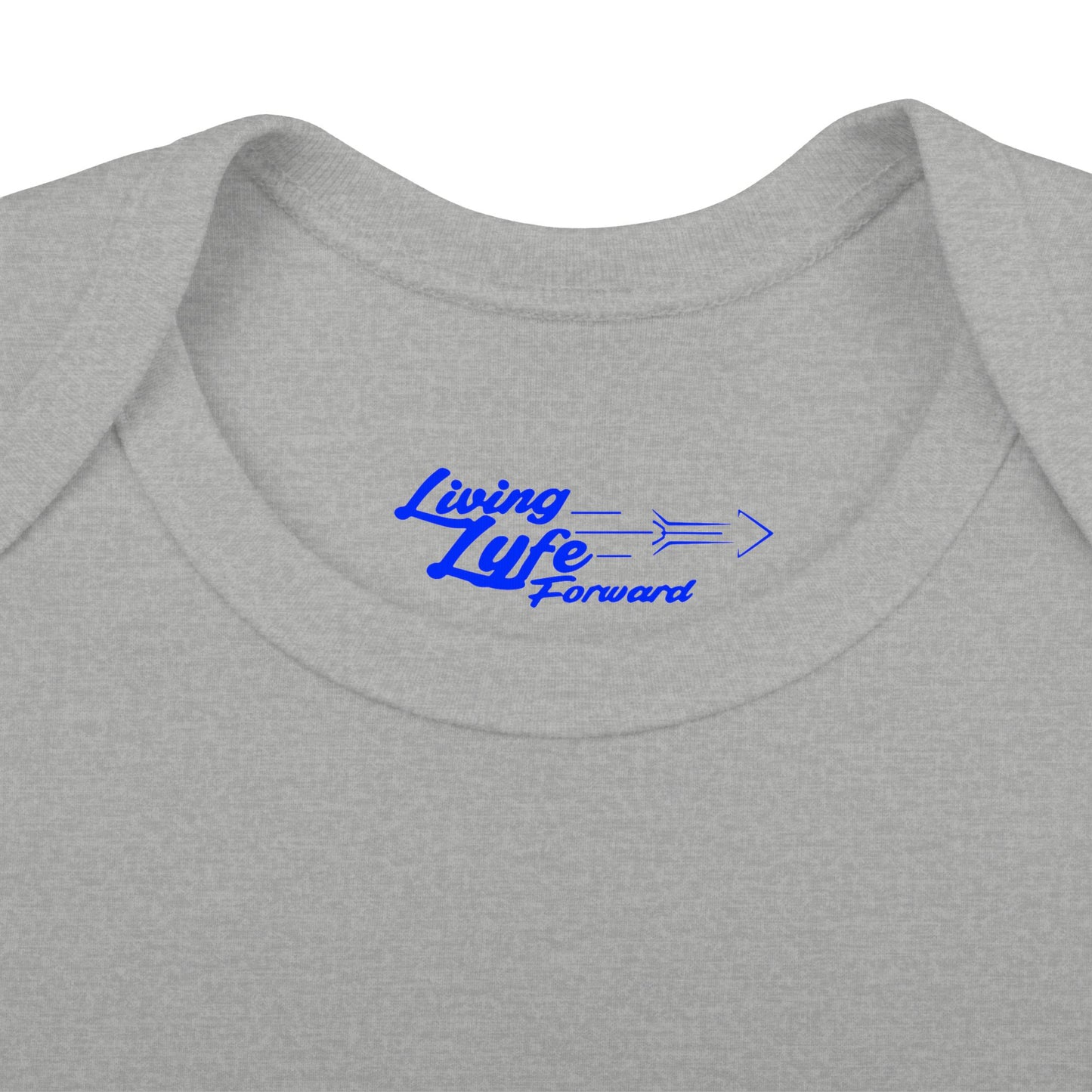 Infant Bodysuit - "Living Life Forward" Graphic Baby Onesie (Blue Logo)