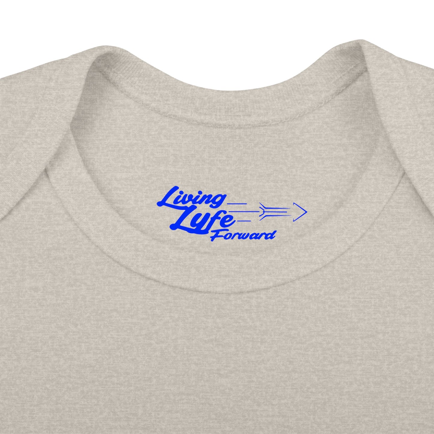 Infant Bodysuit - "Living Life Forward" Graphic Baby Onesie (Blue Logo)