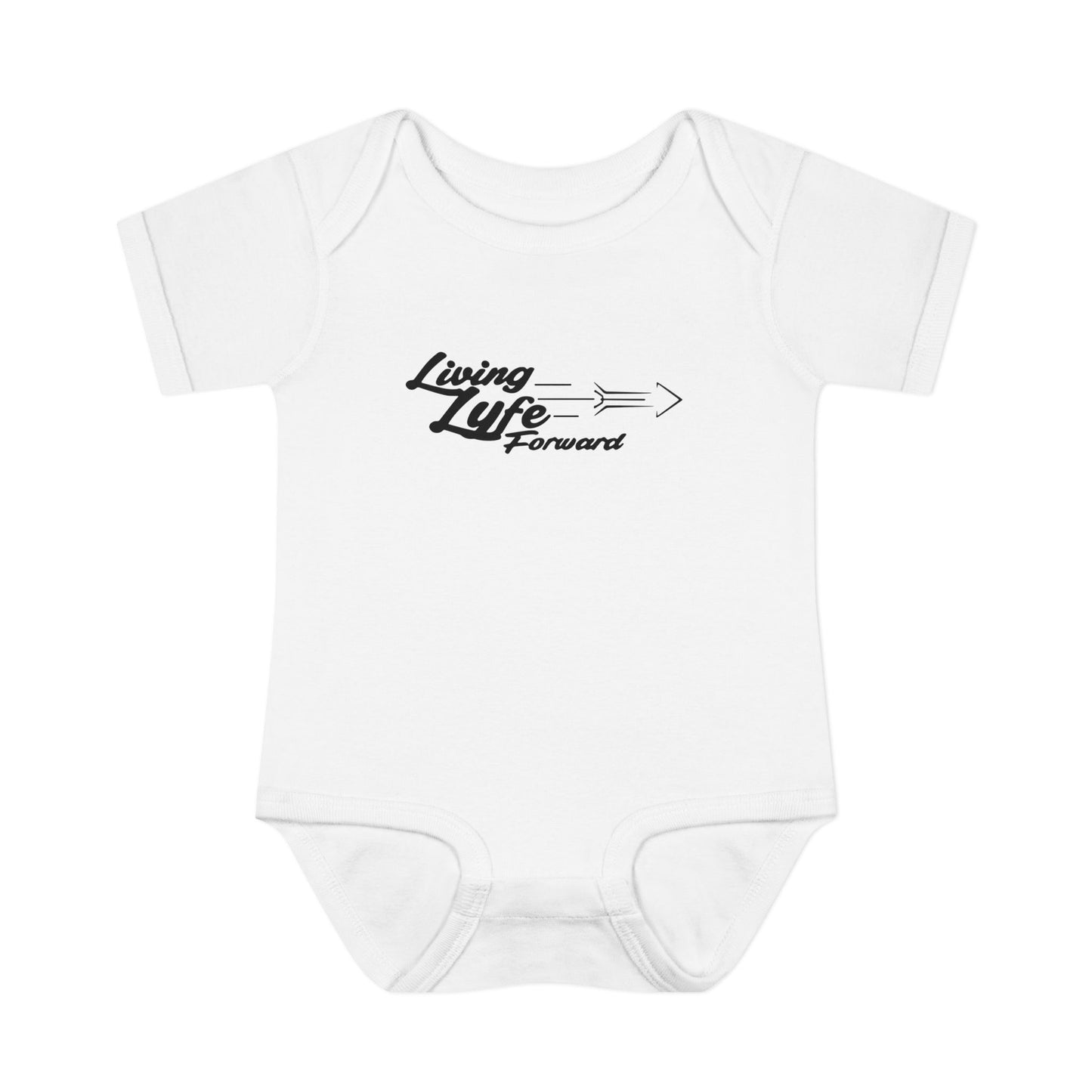 Infant Bodysuit - "Living Life Forward" Graphic Baby Onesie (Black Logo)