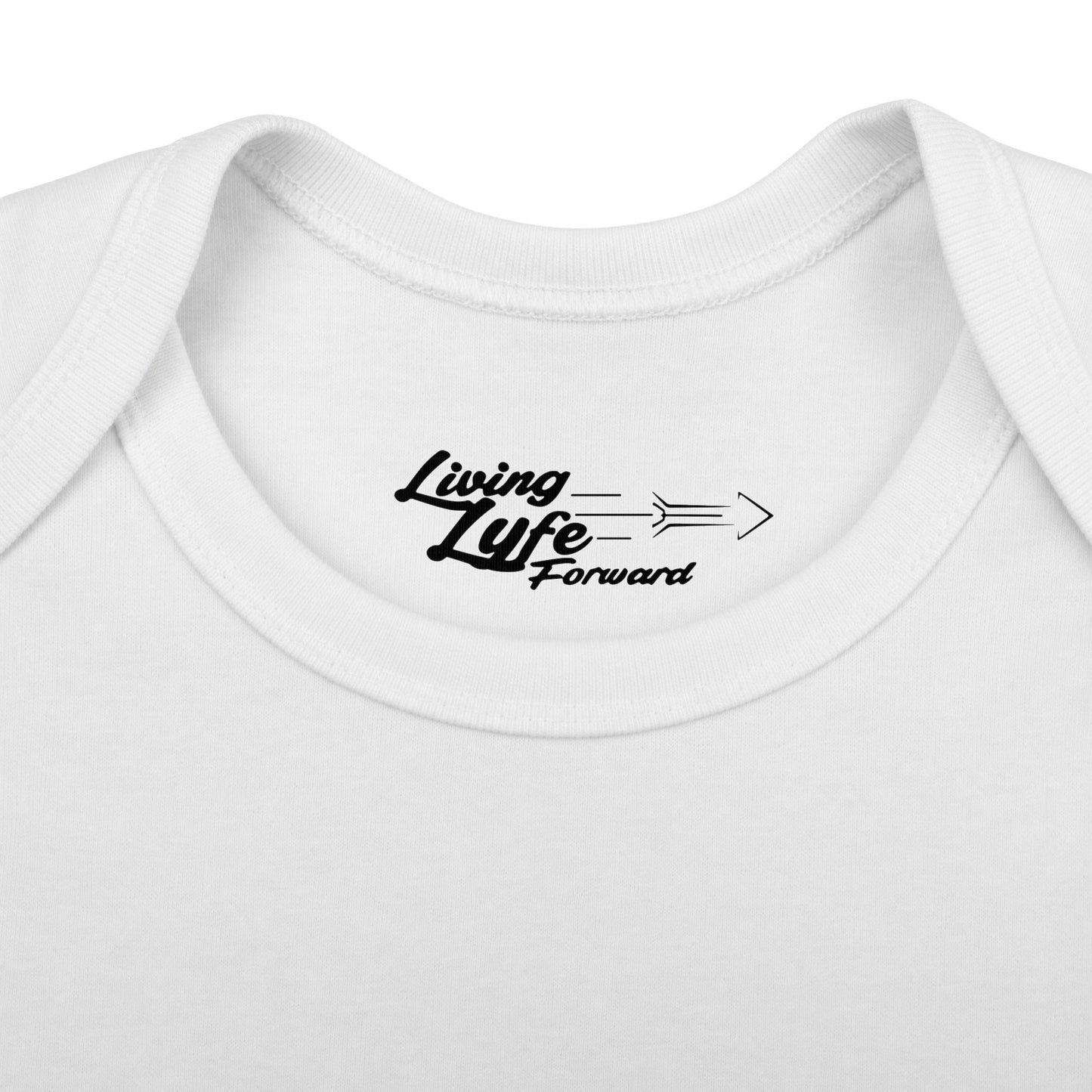 Infant Bodysuit - "Living Life Forward" Graphic Baby Onesie (Black Logo)