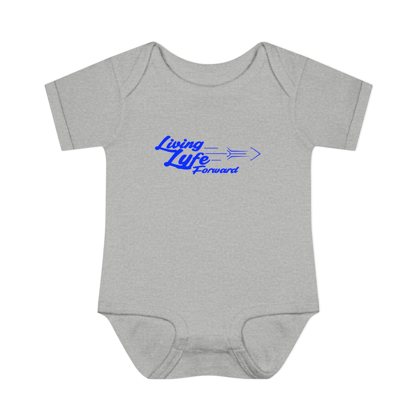 Infant Bodysuit - "Living Life Forward" Graphic Baby Onesie (Blue Logo)