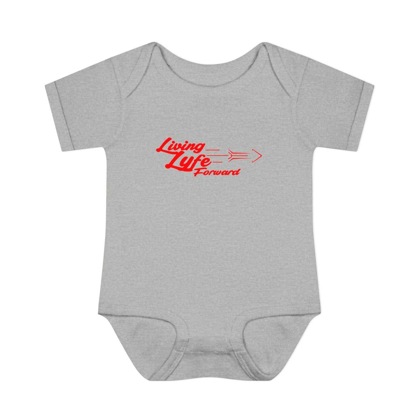 Infant Bodysuit - "Living Life Forward" Graphic Baby Onesie (Red Logo)