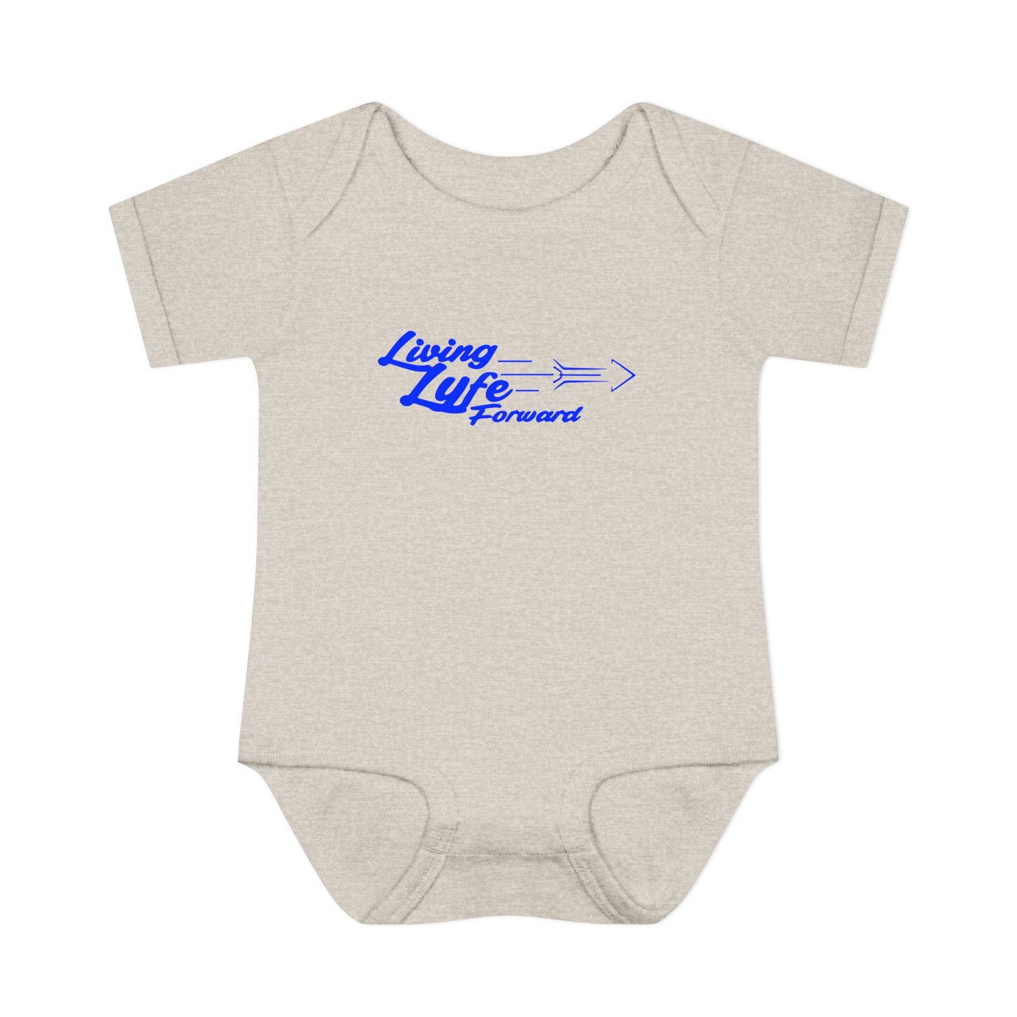 Infant Bodysuit - "Living Life Forward" Graphic Baby Onesie (Blue Logo)
