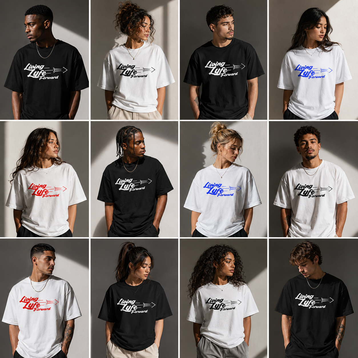 Living Life Forward Unisex Tee (Black Tee/White Logo)