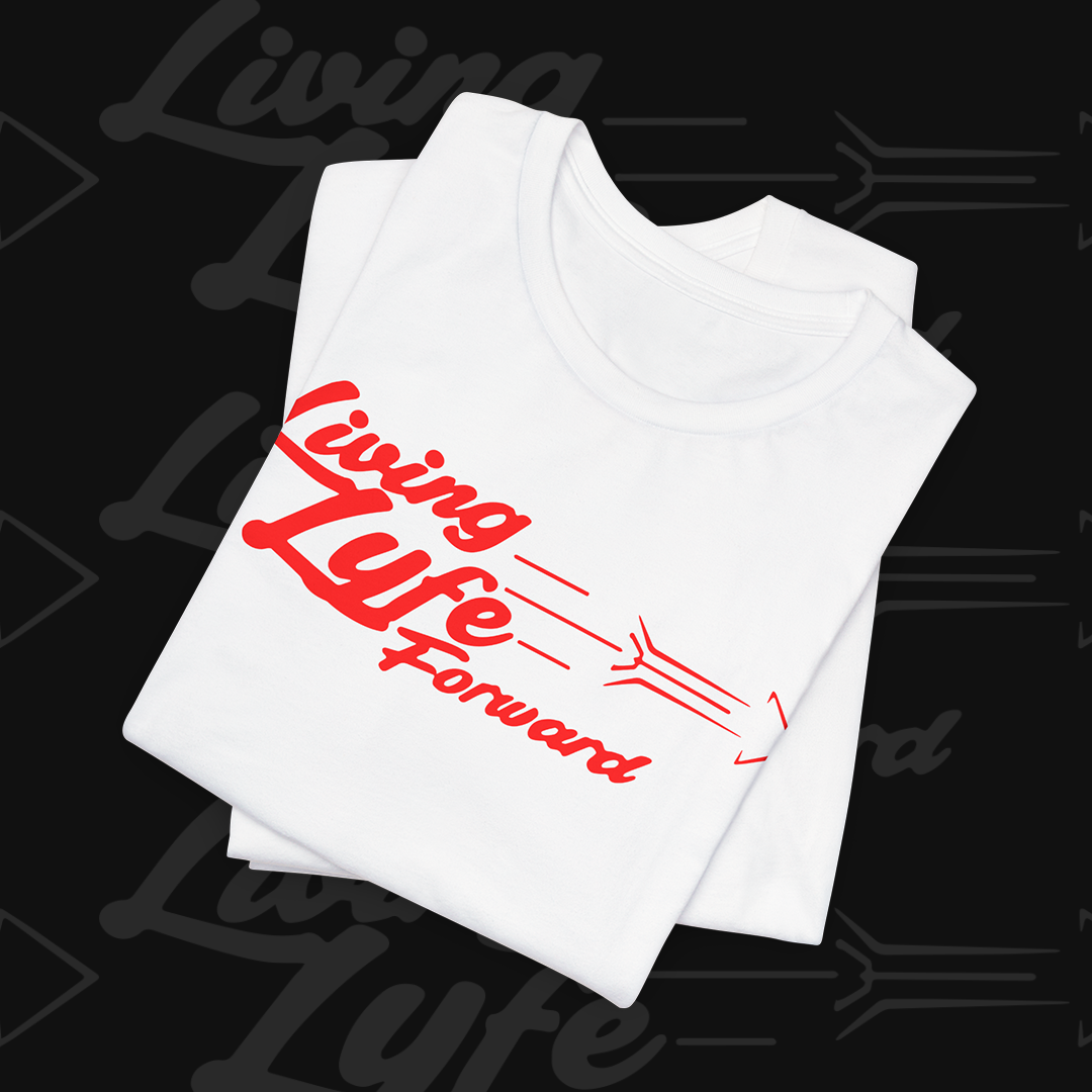 Living Life Forward Unisex Tee (White/Red Logo)
