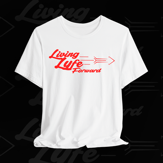 Living Life Forward Unisex Tee (White/Red Logo)
